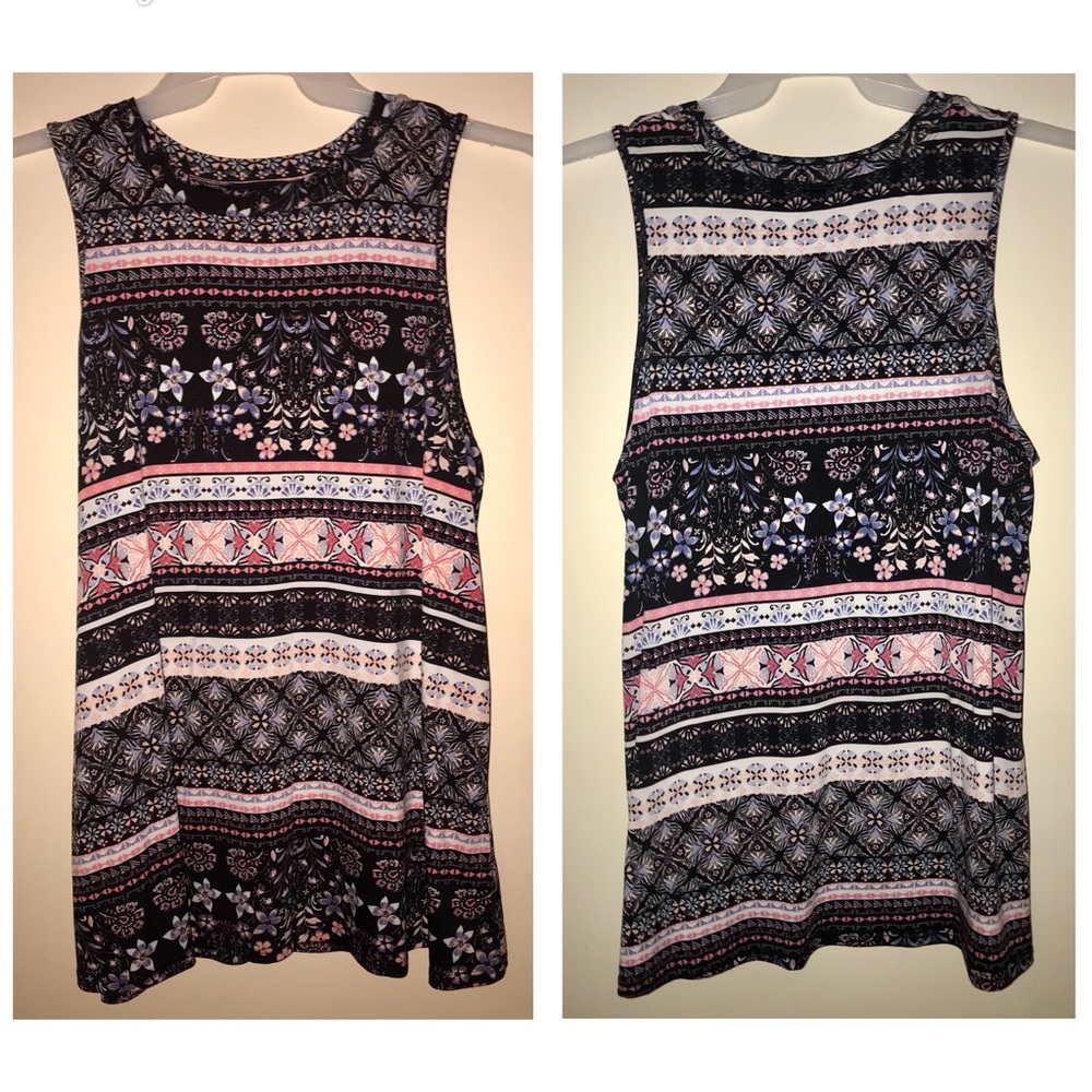 Multi colored high neck tank.